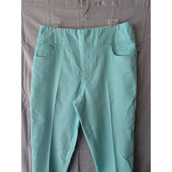 Blair Pants - Blair Womens Aqua Turquoise Pull On Straight Leg Pants 14MS Stretch Flat Front